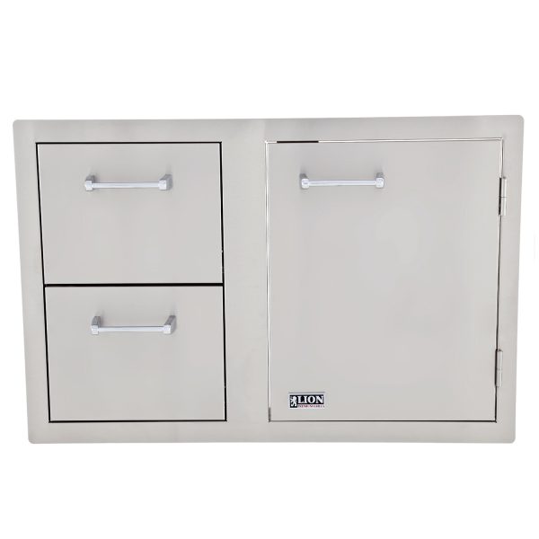 Lion 33-Inch Access Door & Double Drawer Combo w/Towel Rack